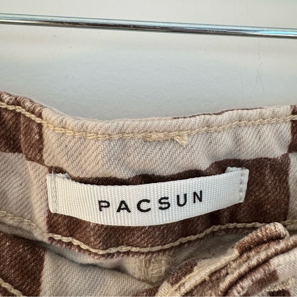 PACSUN Eco Flower Checkerboard High Waisted Denim Festival Shorts Size 26 - Picture 4 of 8